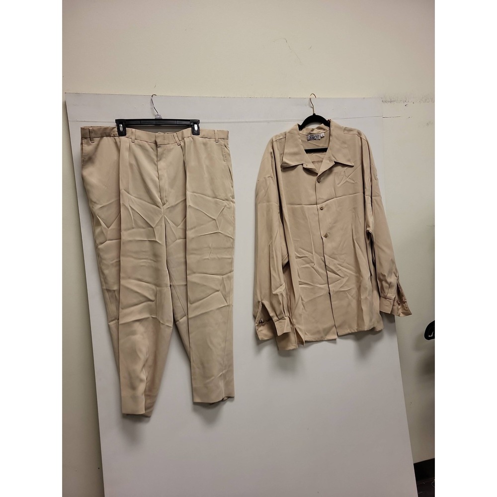 Smokey Joe's 3X Beige Shirt Pants Set Menswear Outfit Matching 2pc‎ Big Tall